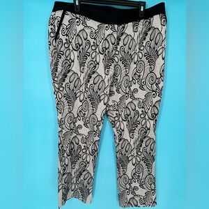 Worthington Black and Pink Lace  Cropped Pants